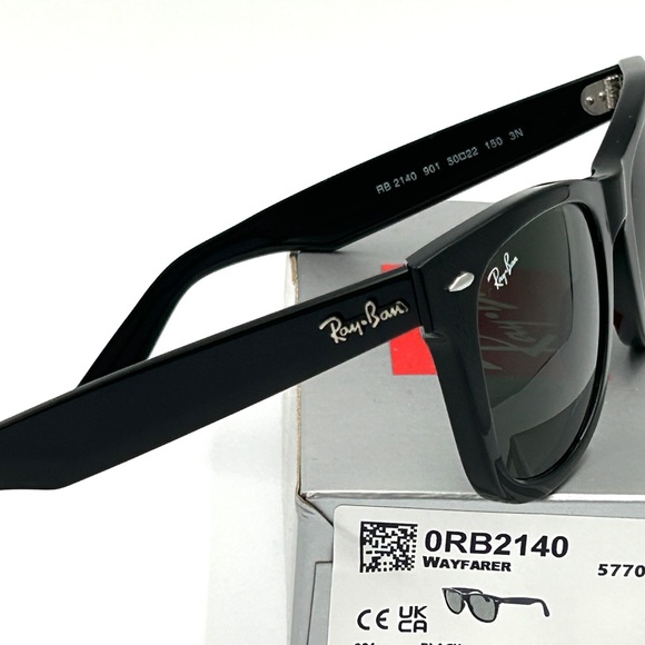 Ray-Ban Sunglasses RB2140 901 Original Wayfarer Black Frame 50-22-150 Unisex 325 - Picture 7 of 15